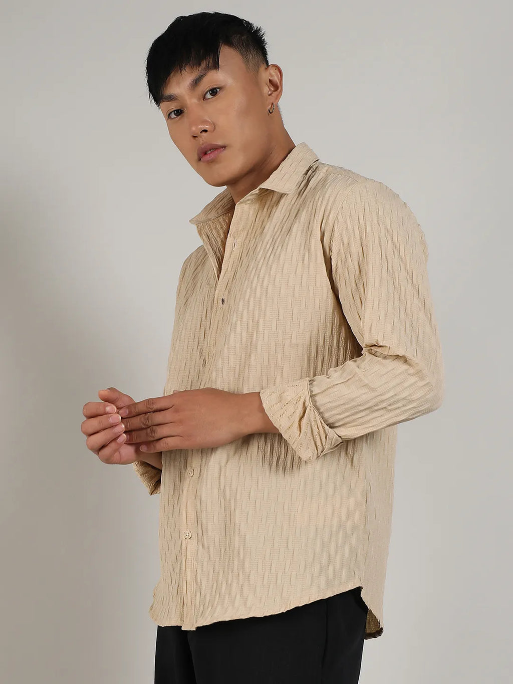 Campus Sutra Crinkled-Weave Shirt