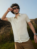 Campus Sutra Rhombus-Knit Polo Shirt