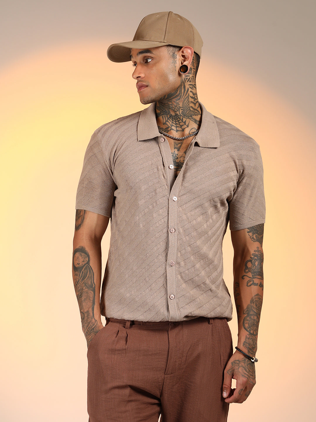 Campus Sutra Tilted-Knit Shirt