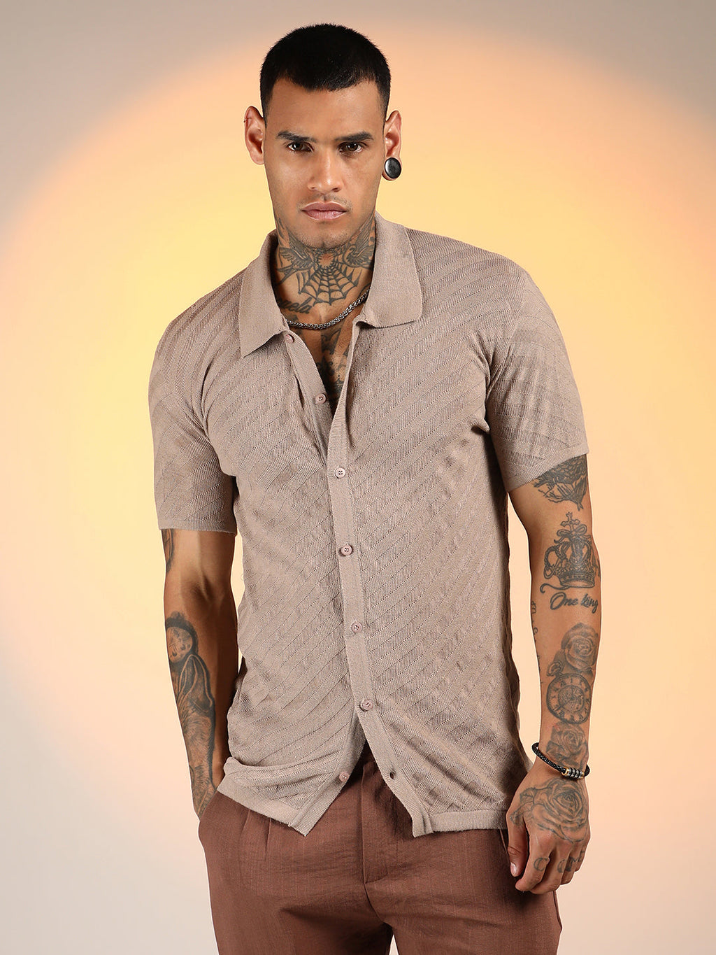 Campus Sutra Tilted-Knit Shirt