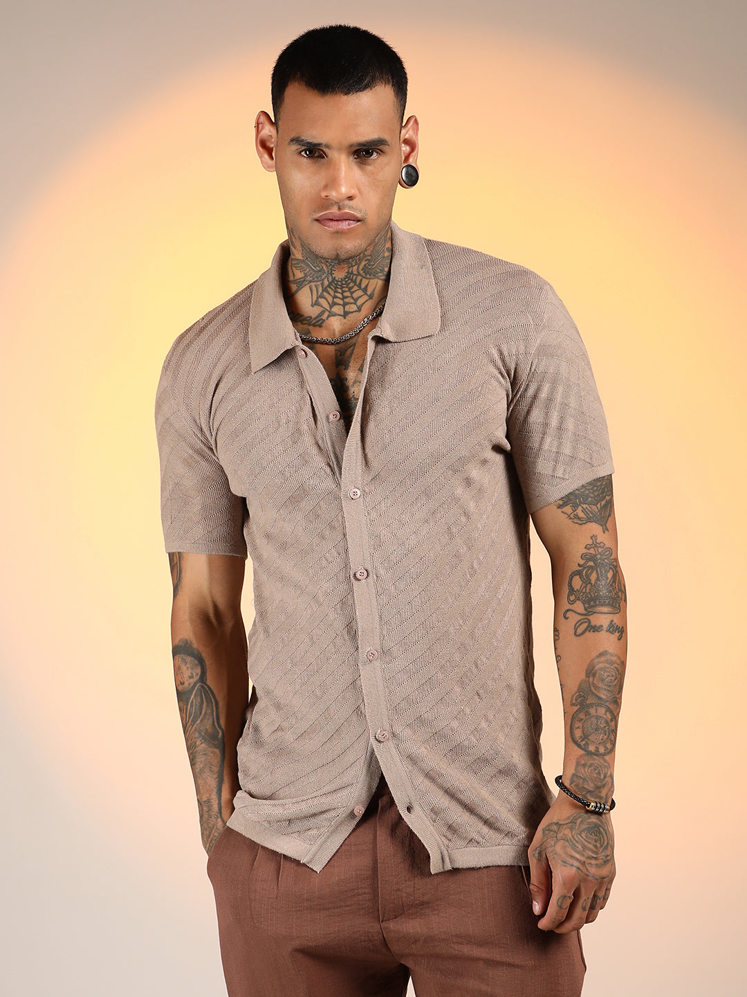 Campus Sutra Tilted-Knit Shirt