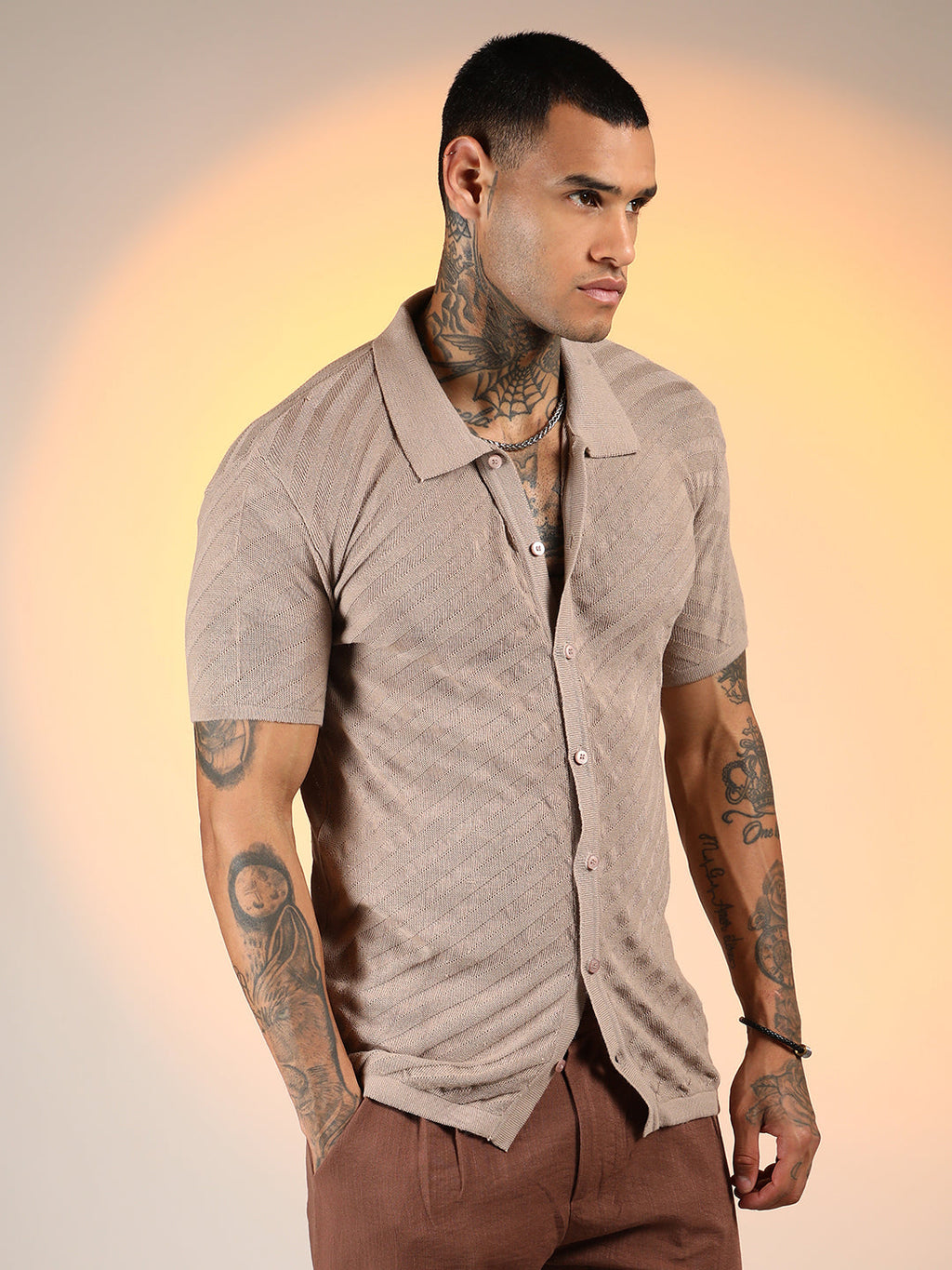 Campus Sutra Tilted-Knit Shirt