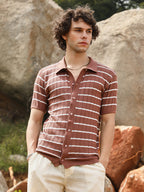 Campus Sutra Horizontal-Striped Knit Shirt