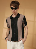 Campus Sutra Panel-Knit Slim-Fit Shirt
