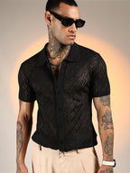 Campus Sutra Overlap-Textured Knit Shirt