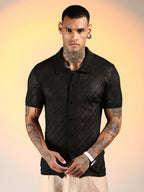 Campus Sutra Overlap-Textured Knit Shirt