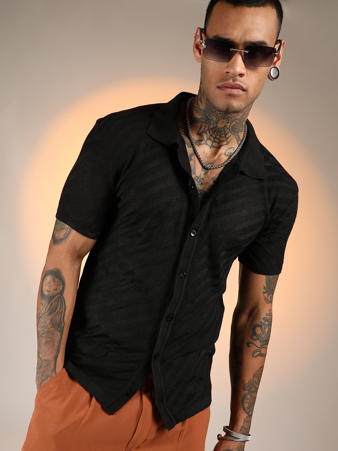 Campus Sutra Tilted-Knit Shirt
