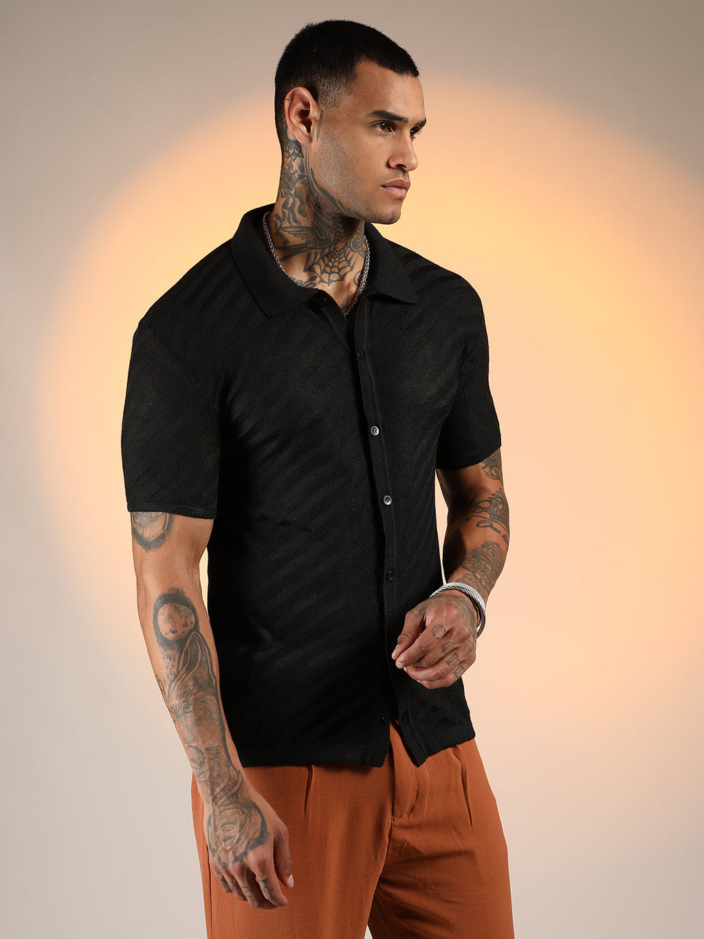 Campus Sutra Tilted-Knit Shirt