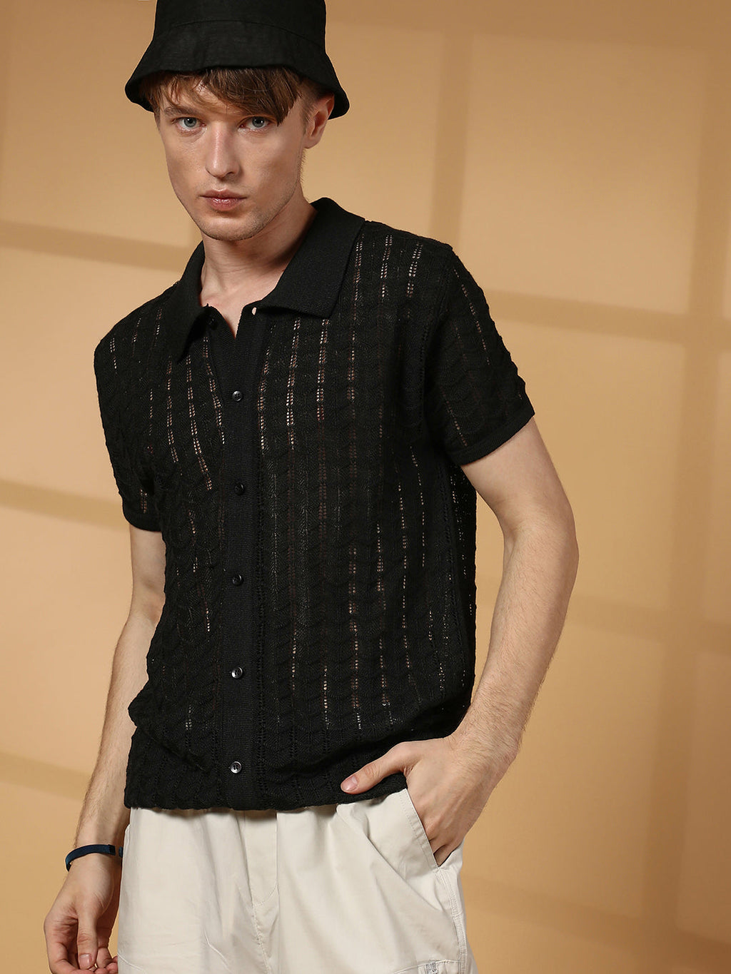 Campus Sutra Spear-Knit Slim-Fit Shirt