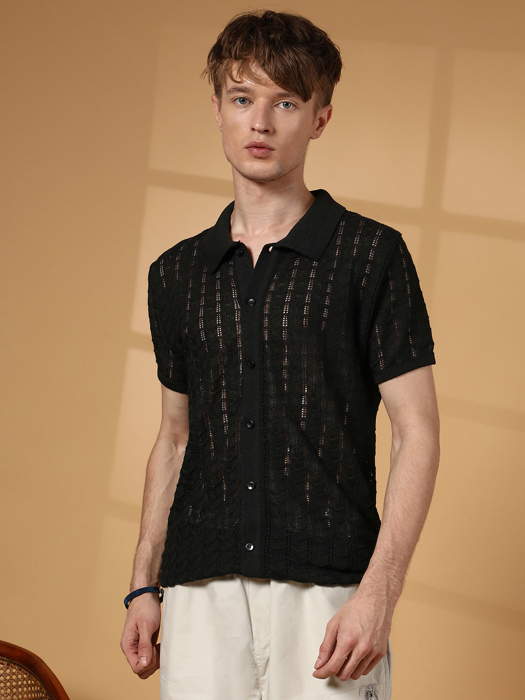 Campus Sutra Spear-Knit Slim-Fit Shirt