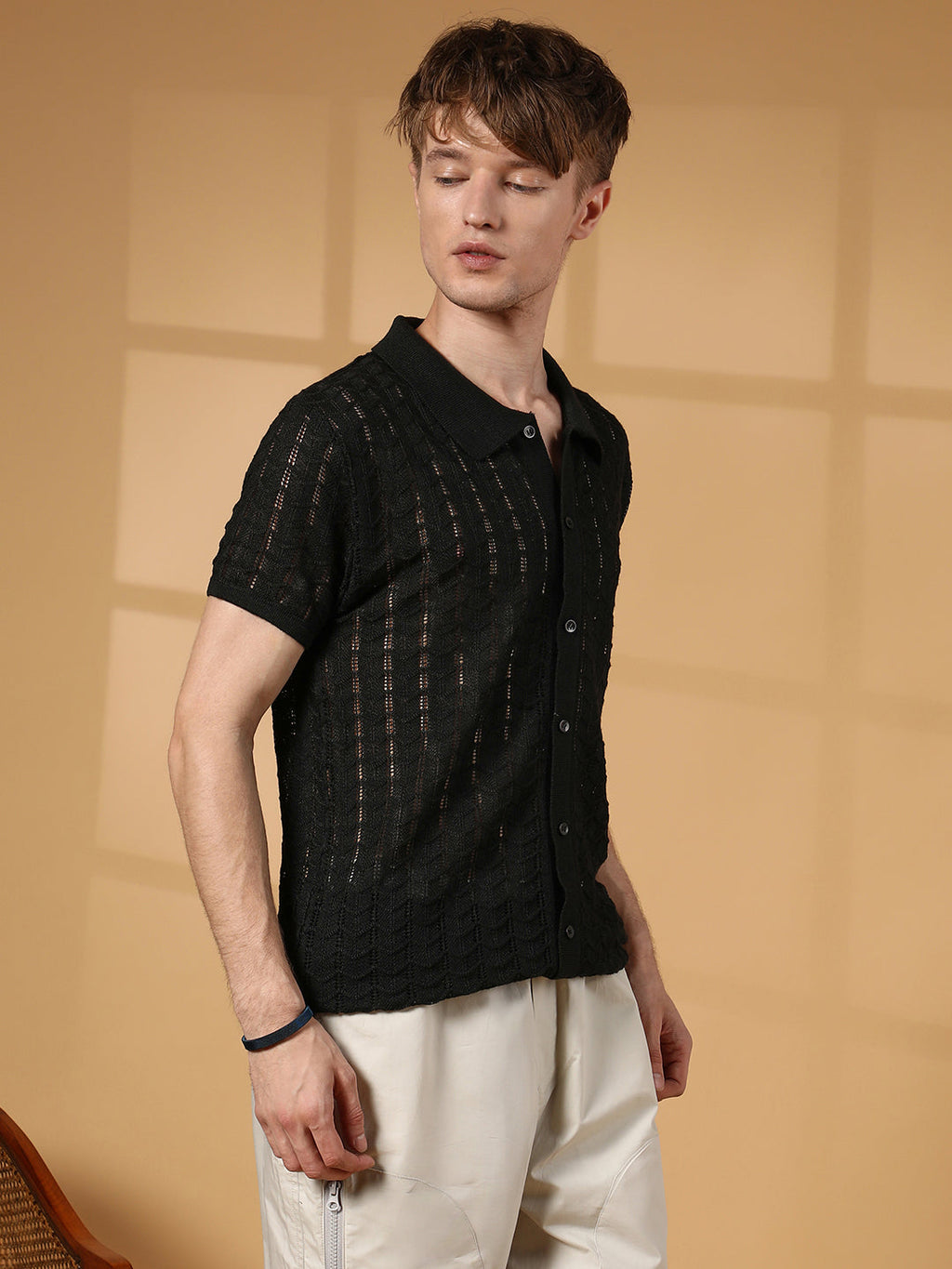 Campus Sutra Spear-Knit Slim-Fit Shirt