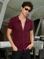 Campus Sutra Argyle-Knit Slim-Fit Shirt