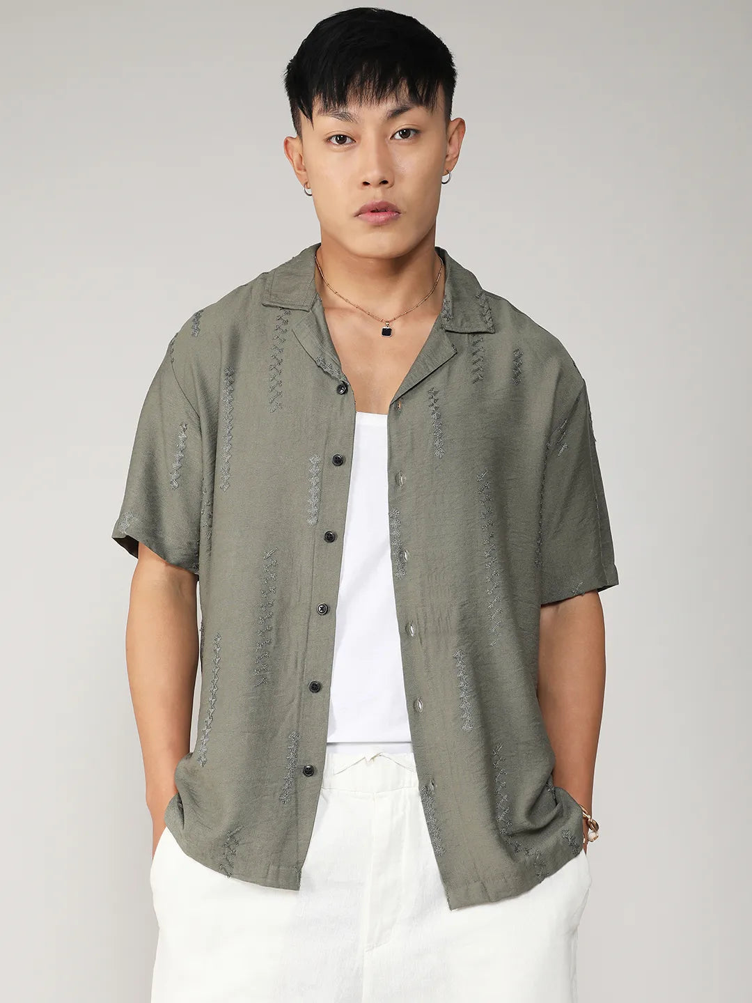 Campus Sutra Embroidered Twist Shirt