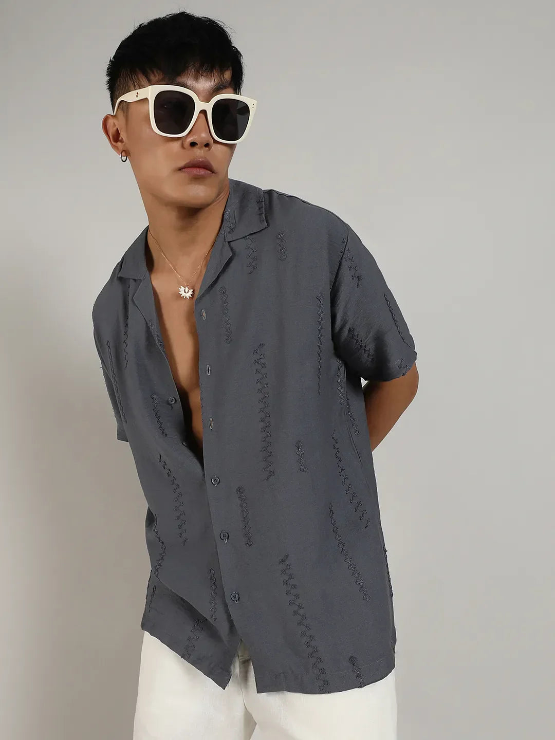 Campus Sutra Embroidered Twist Shirt