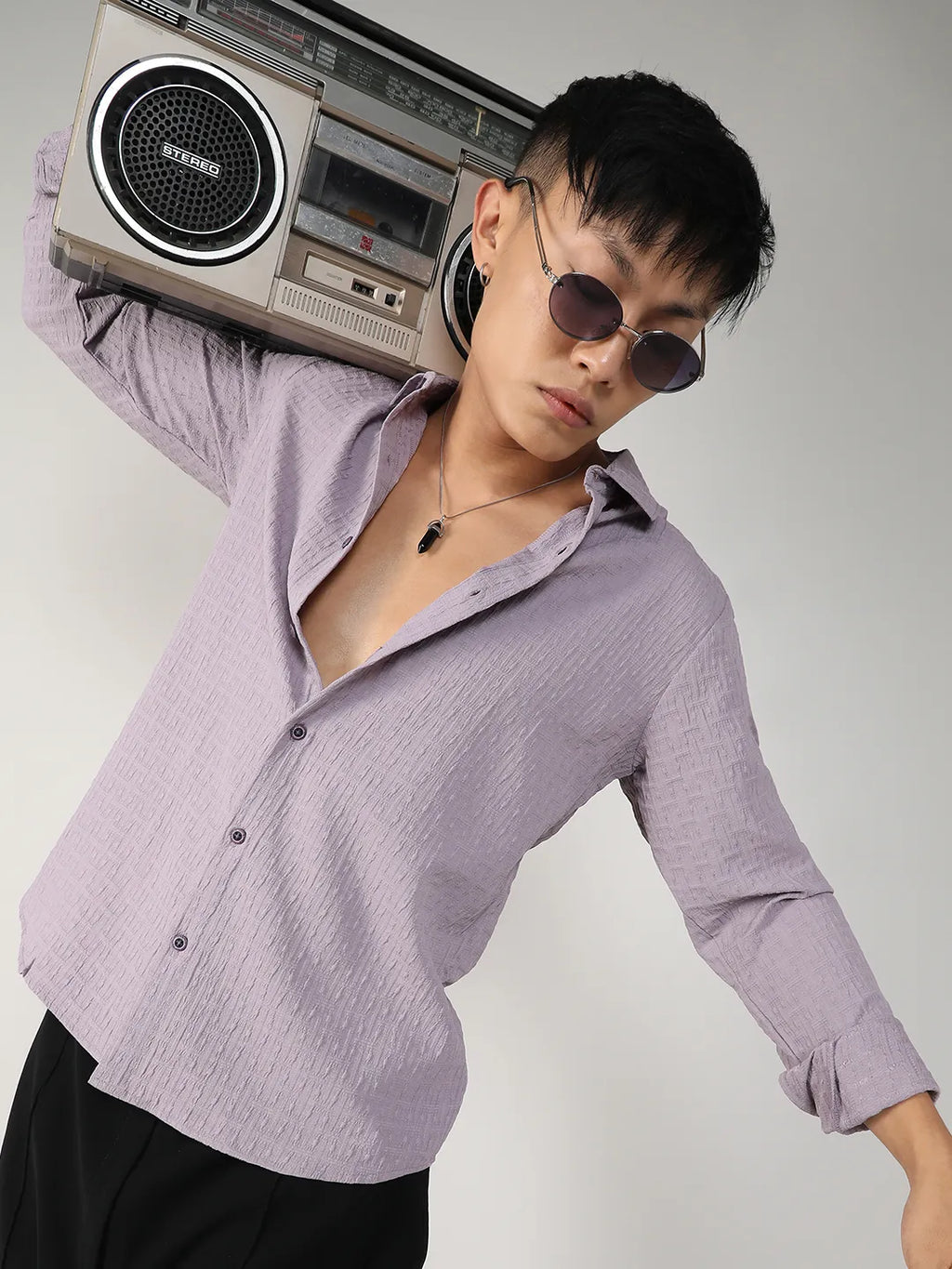 Campus Sutra Textured Weave Shirt