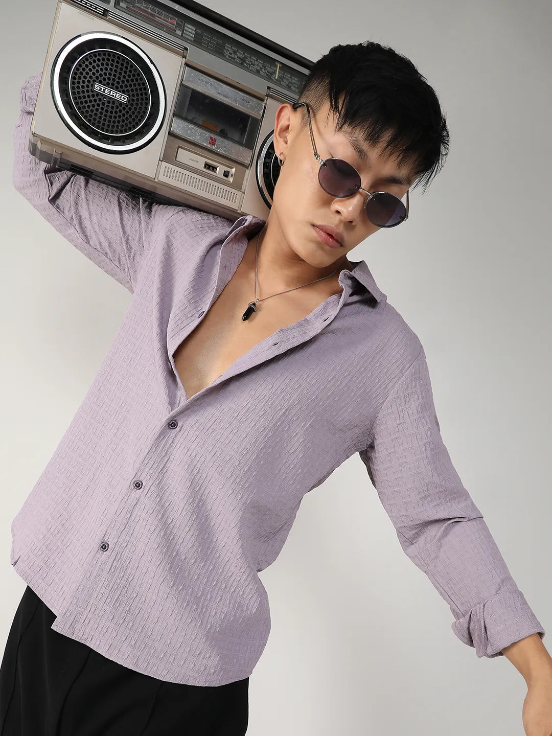 Campus Sutra Textured Weave Shirt