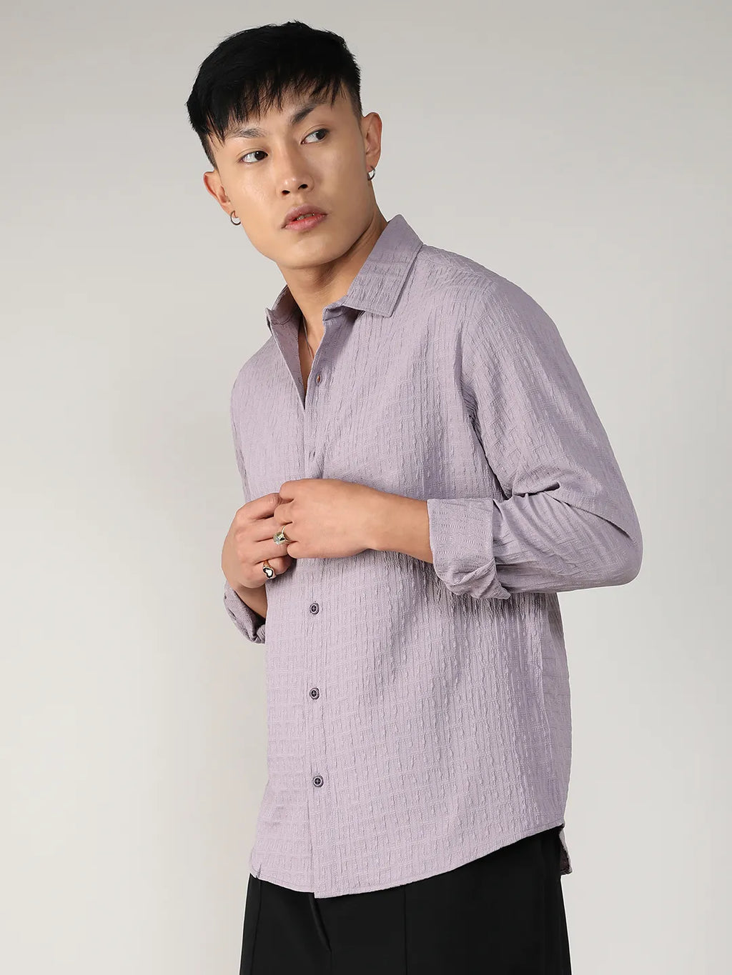 Campus Sutra Textured Weave Shirt