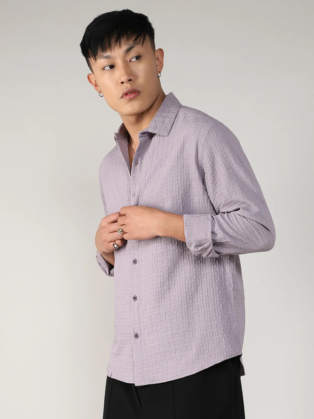 Campus Sutra Textured Weave Shirt