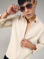 Campus Sutra Textured Weave Shirt
