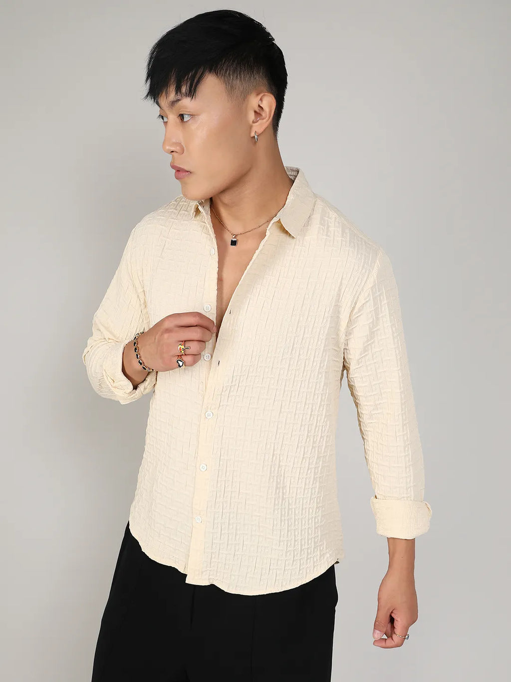 Campus Sutra Textured Weave Shirt