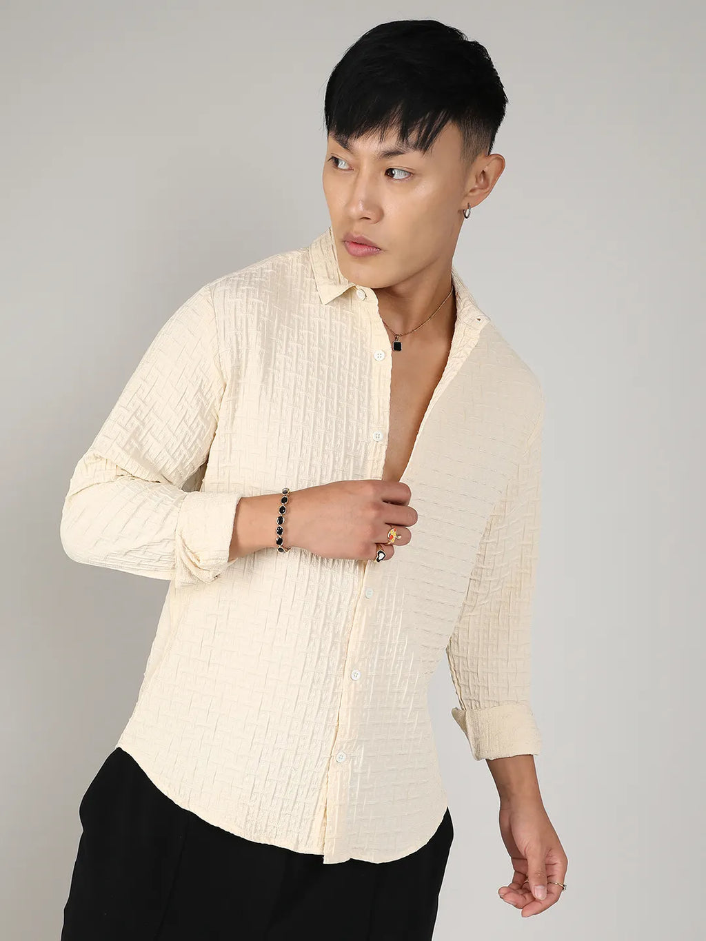 Campus Sutra Textured Weave Shirt