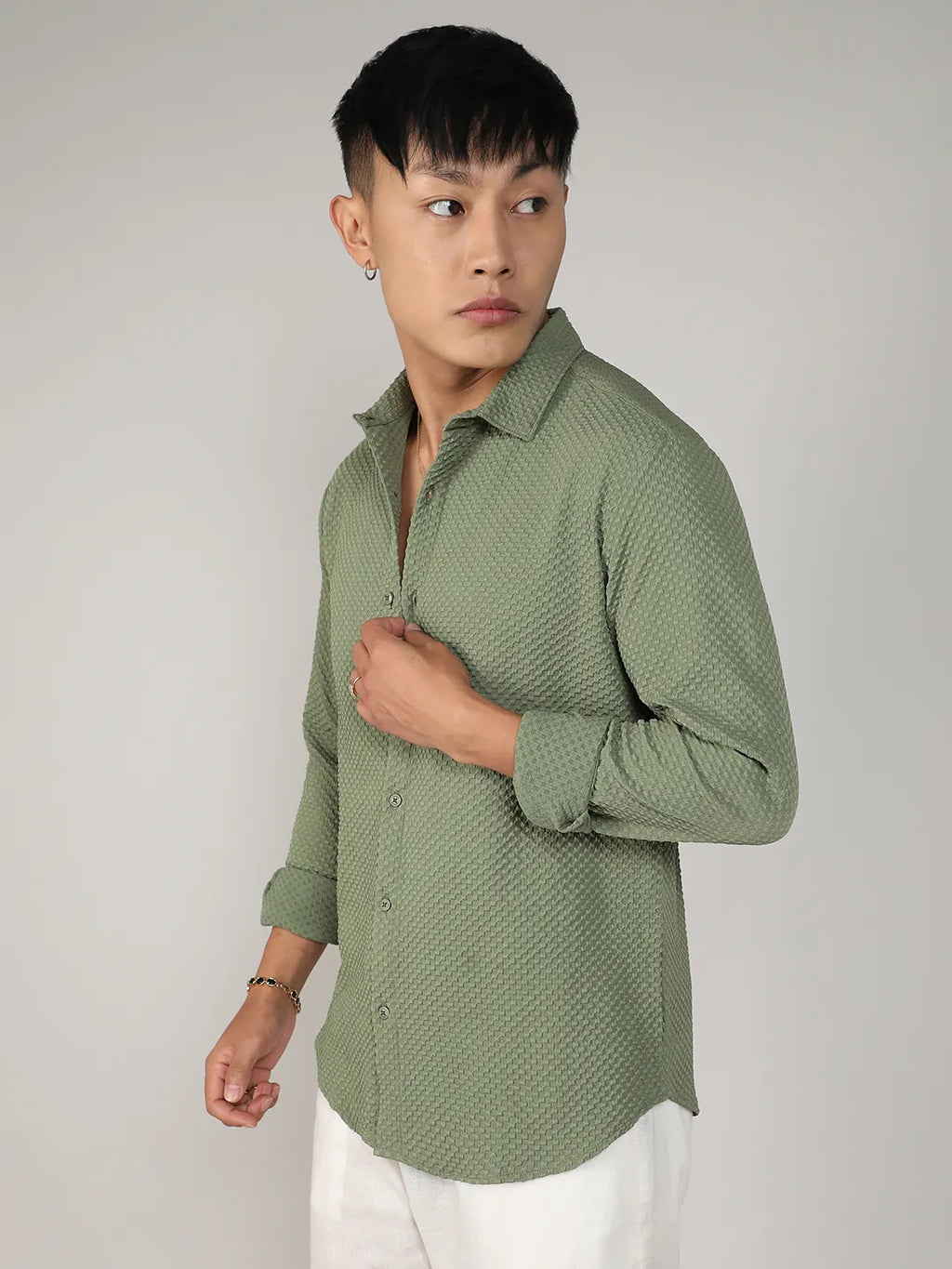 Campus Sutra Textured Micro Buffalo Check Shirt