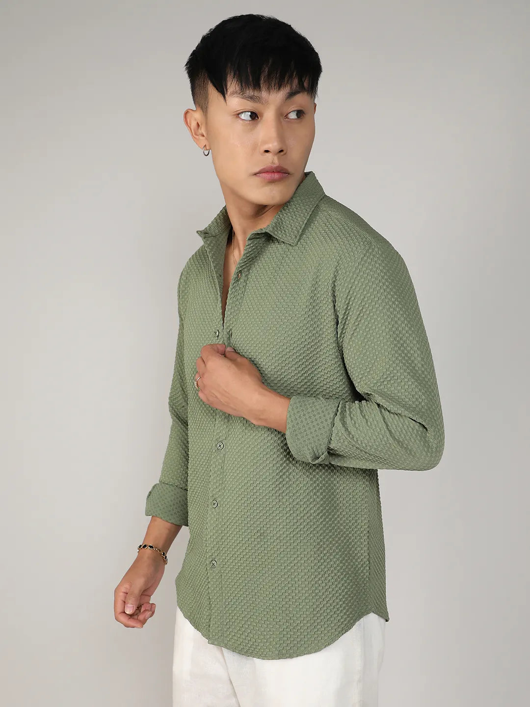 Campus Sutra Textured Micro Buffalo Check Shirt