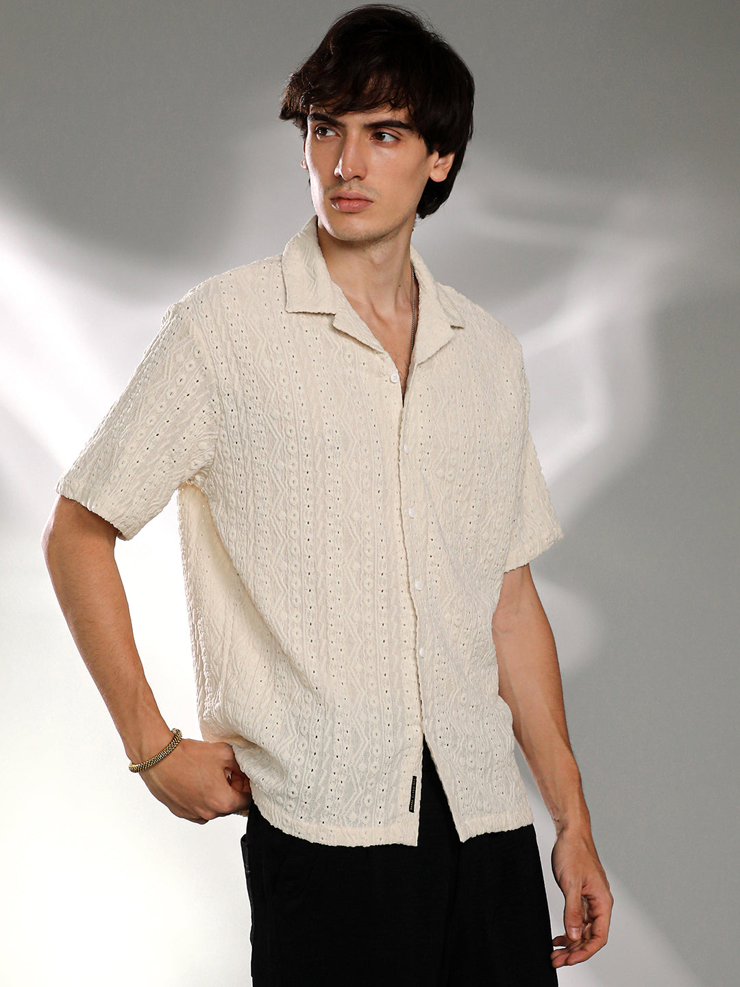 Campus Sutra Aztec-Textured Shirt