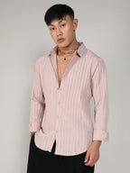 Campus Sutra Self-Design Striped Shirt