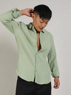 Campus Sutra Self-Design Striped Shirt