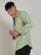 Campus Sutra Self-Design Striped Shirt