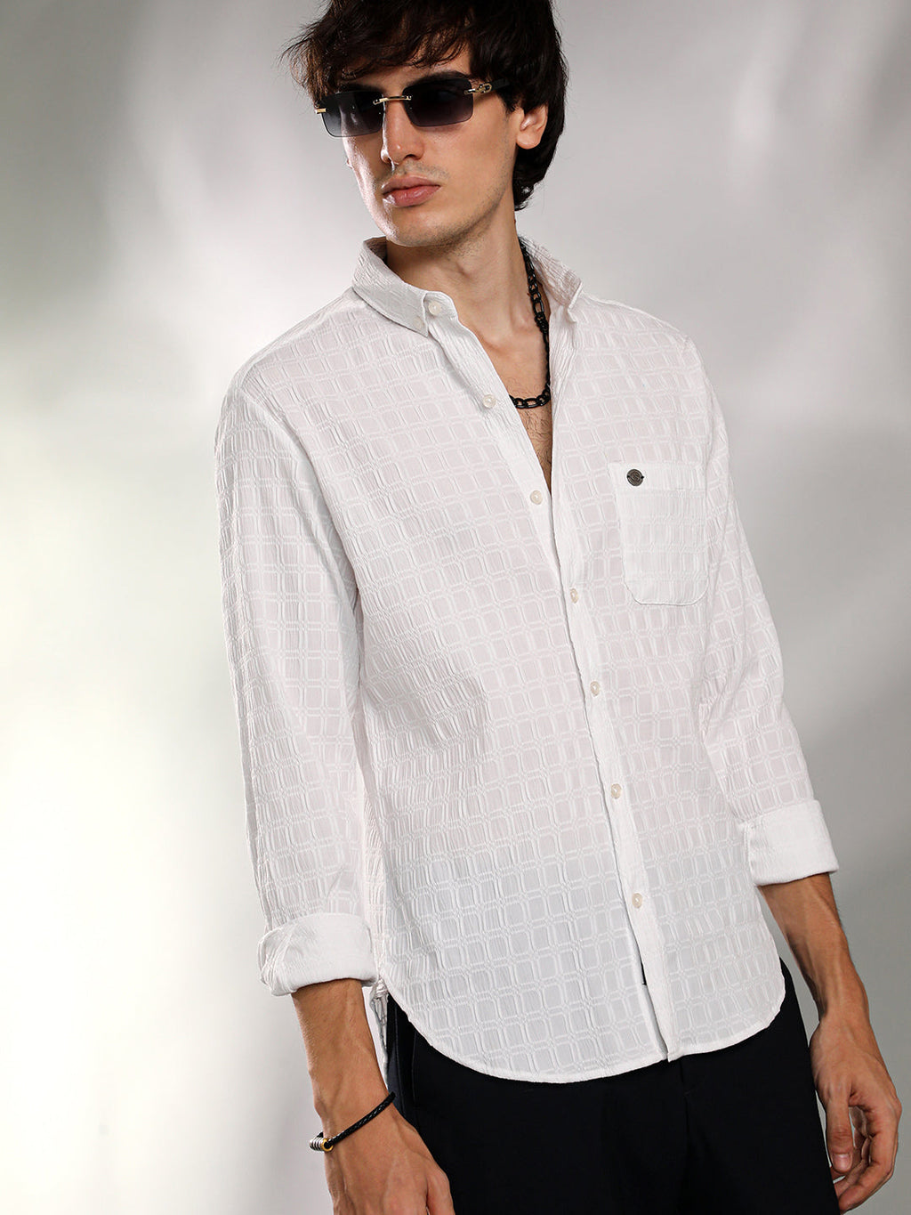 Campus Sutra Quad-Textured Shirt