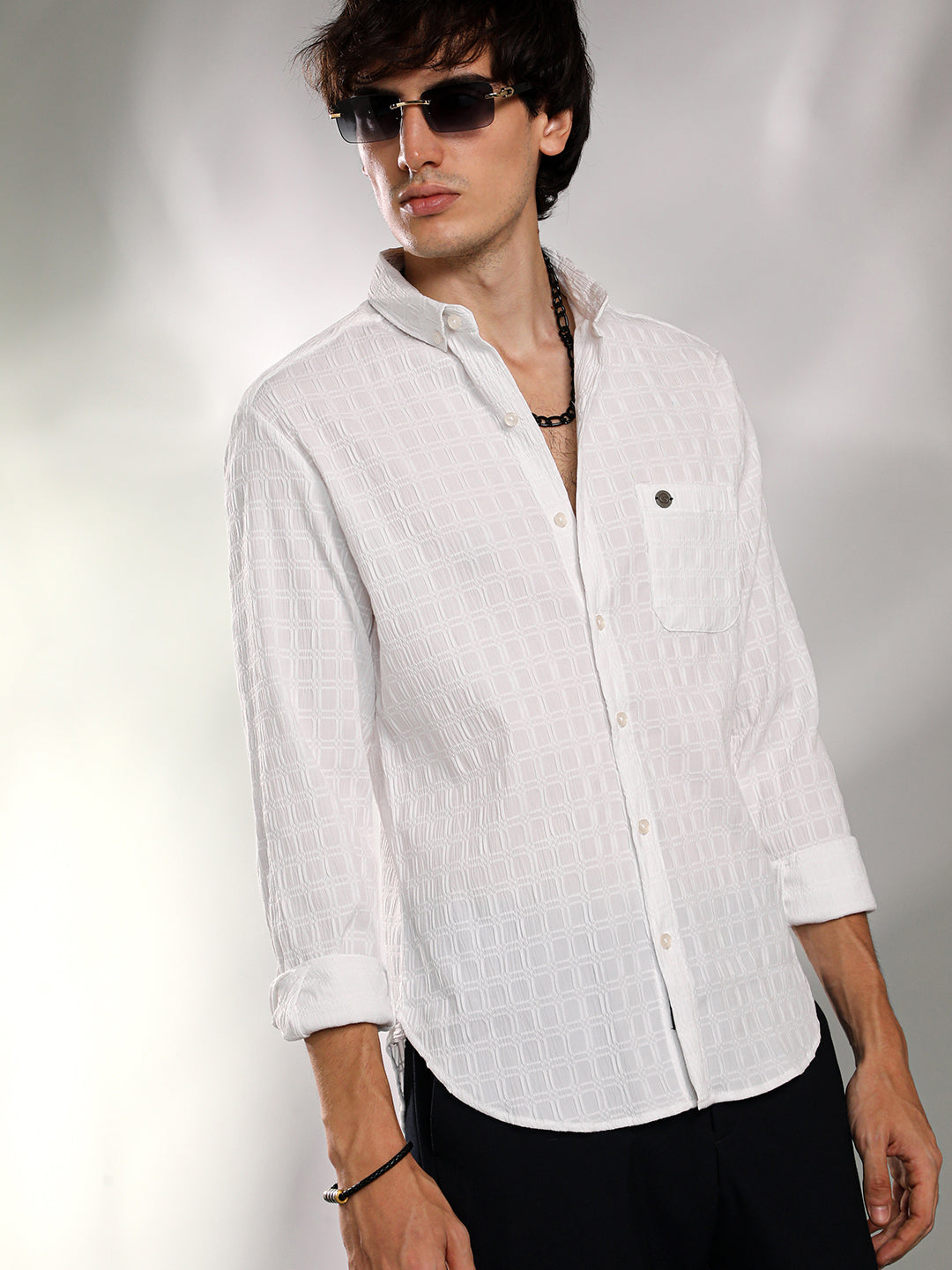 Campus Sutra Quad-Textured Shirt
