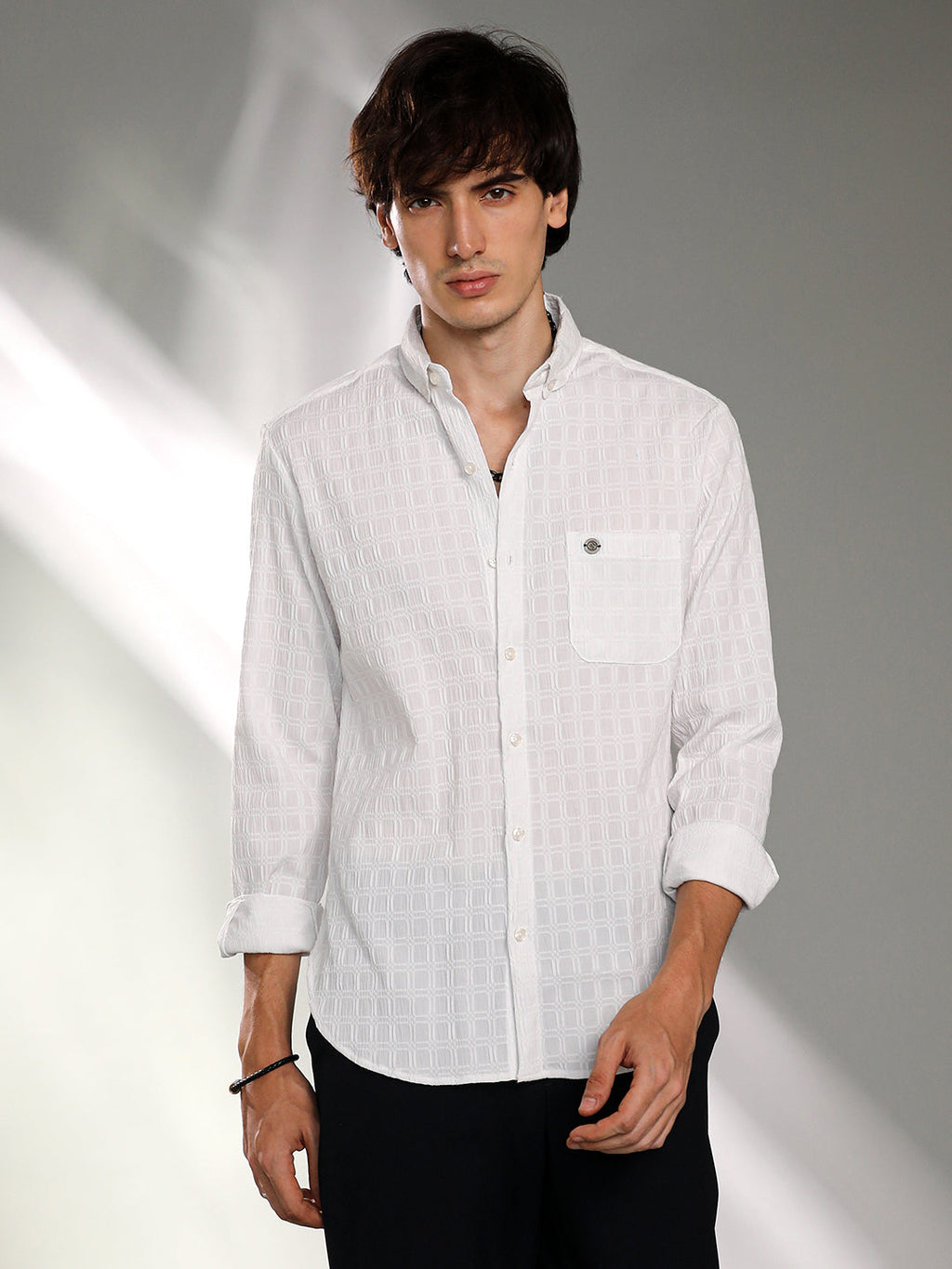 Campus Sutra Quad-Textured Shirt