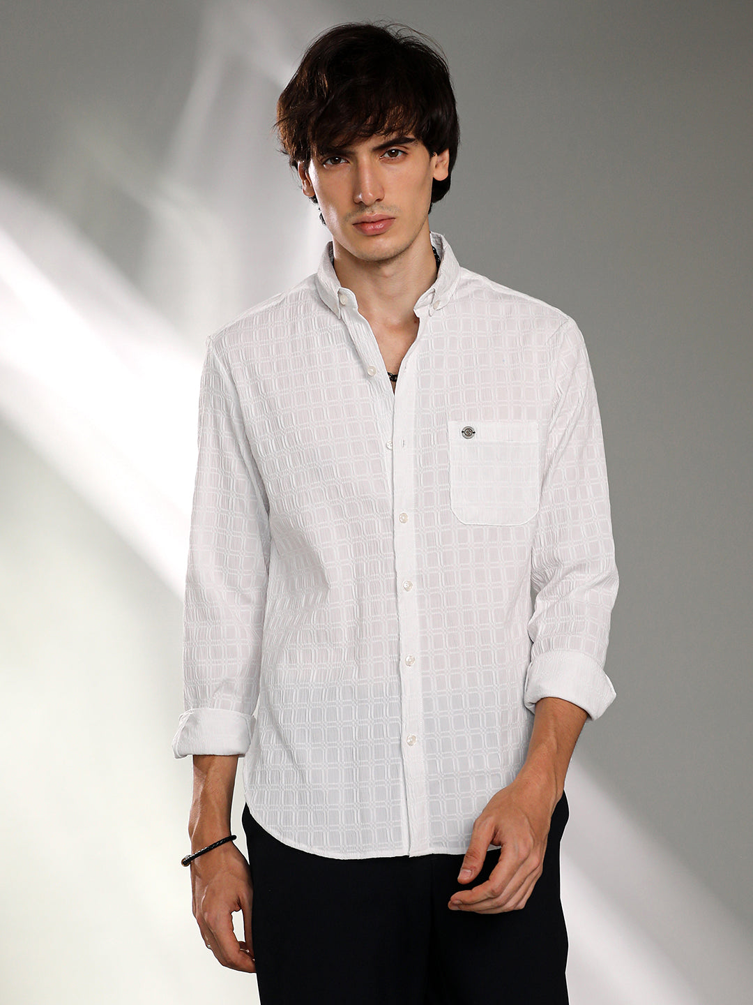 Campus Sutra Quad-Textured Shirt