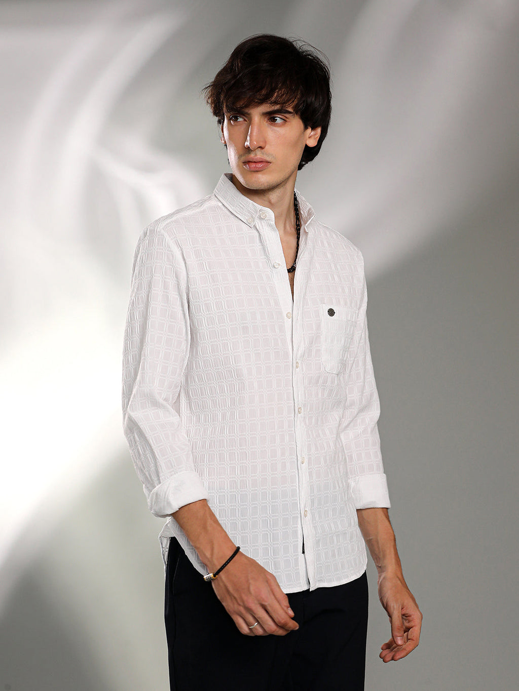 Campus Sutra Quad-Textured Shirt