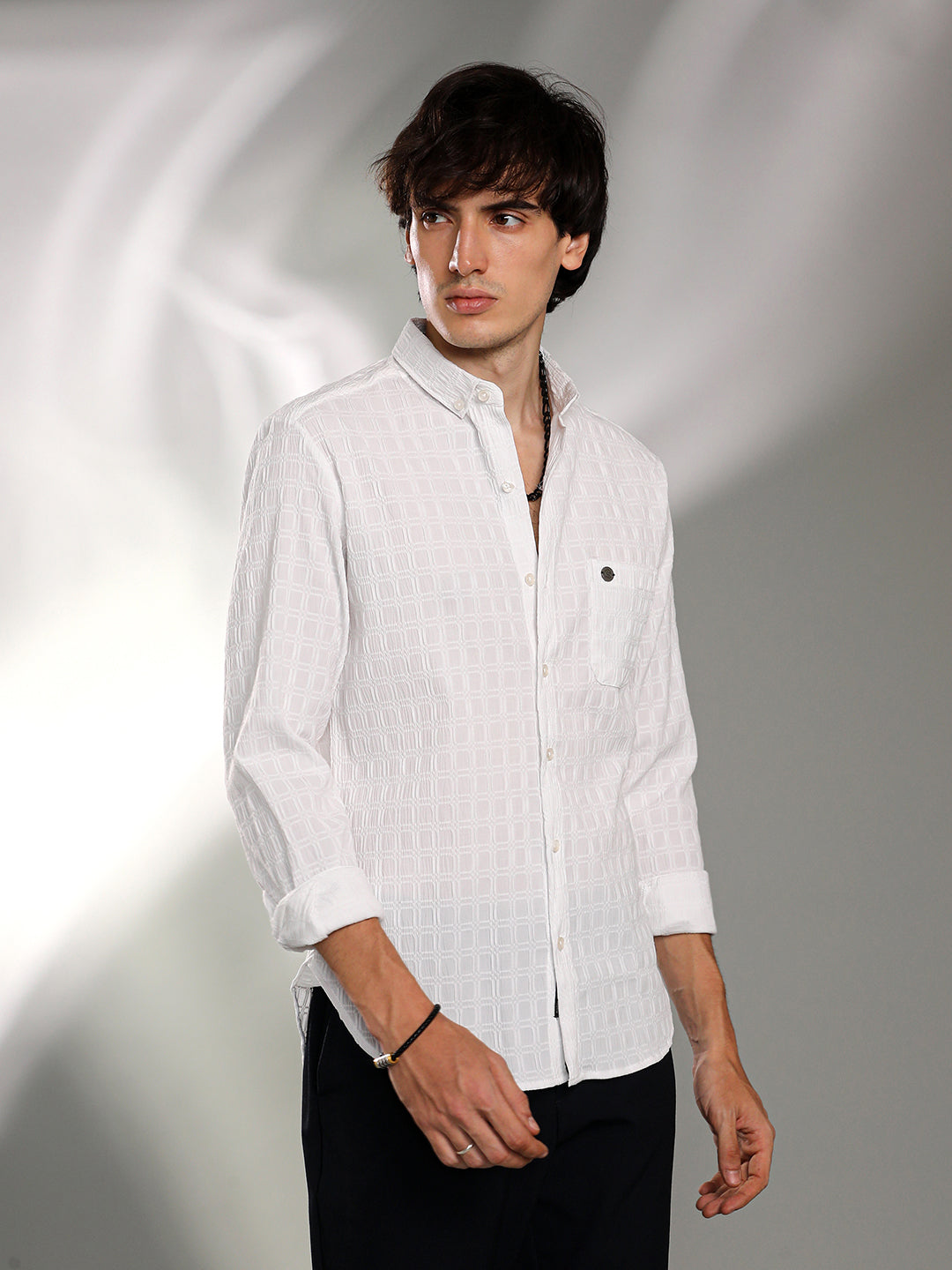 Campus Sutra Quad-Textured Shirt