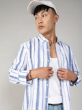 Campus Sutra Striped Fringe Shirt
