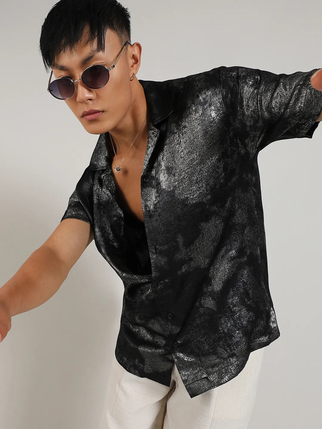 Campus Sutra Metallic Ombre Shirt