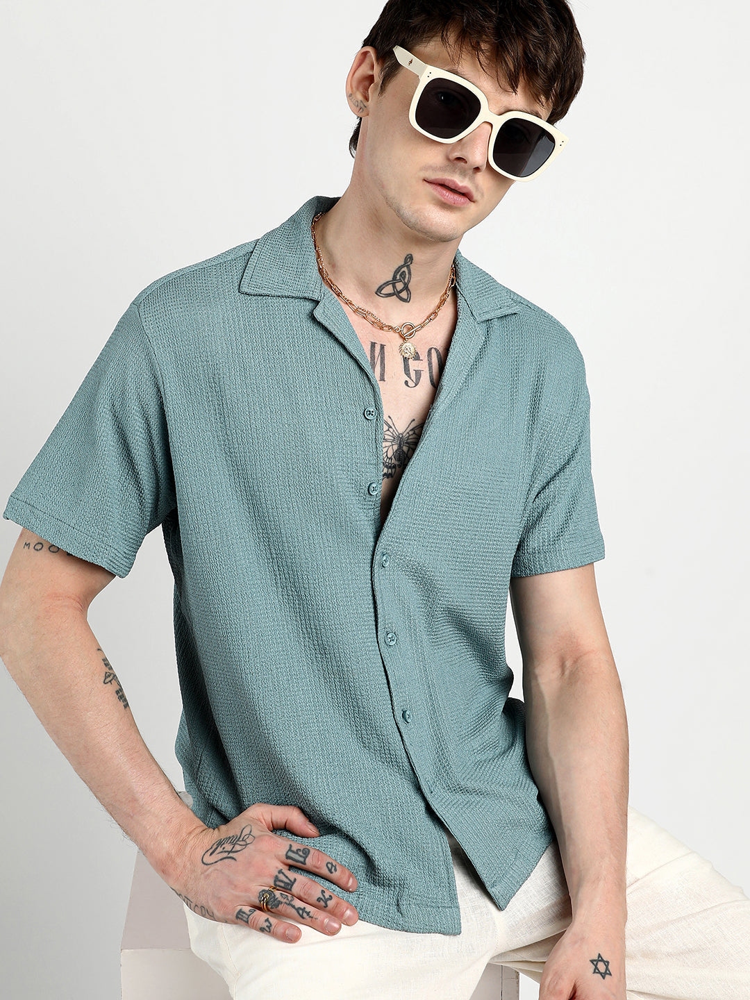 Campus Sutra Micro Zig-Zag Shirt