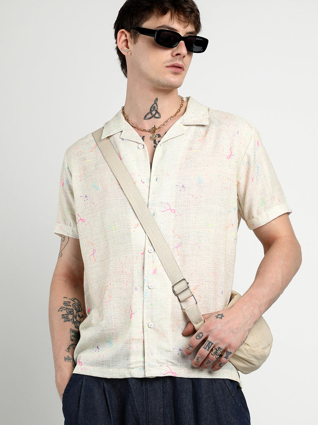 Campus Sutra Heathered Drawn Shirt