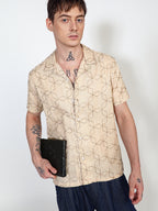 Campus Sutra Embroidered Geometric-Lined Shirt
