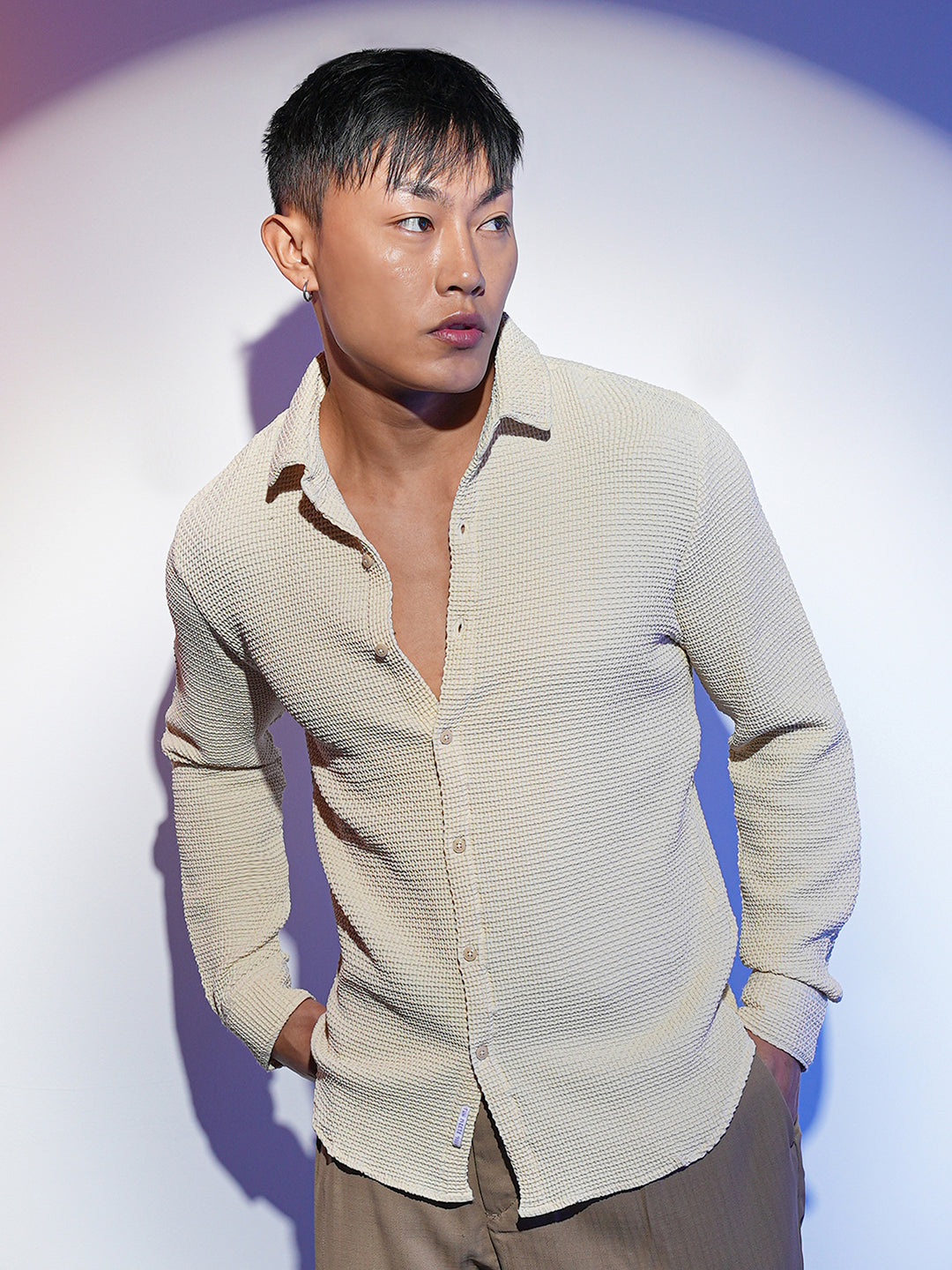 Campus Sutra Weave-Textured Shirt