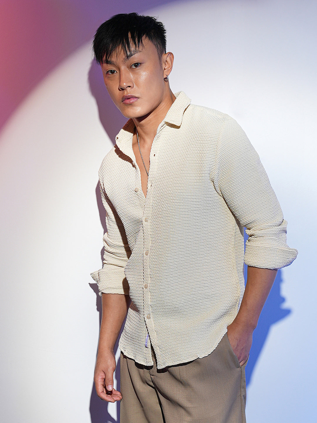 Campus Sutra Weave-Textured Shirt