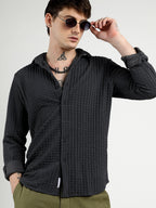 Campus Sutra Cube-Textured Shirt