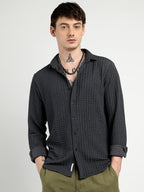 Campus Sutra Cube-Textured Shirt