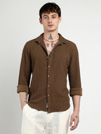 Campus Sutra Cube-Textured Shirt