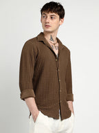 Campus Sutra Cube-Textured Shirt