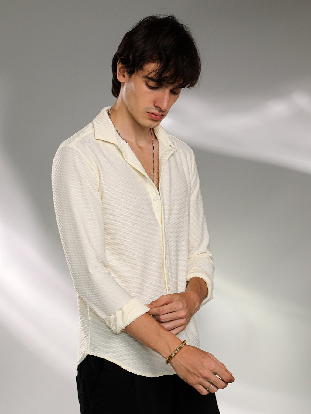 Campus Sutra Hive-Textured Shirt