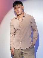 Campus Sutra Self-Design Striped Shirt